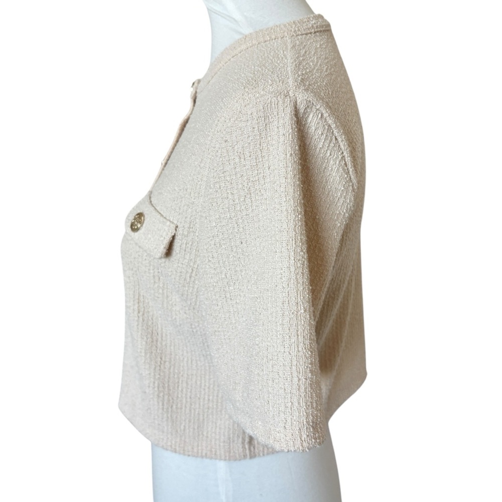 H&M SHORT SLEEVED BOUCLE CARDIGAN TOP CREAM SIZE SMALL - Picture 5 of 9